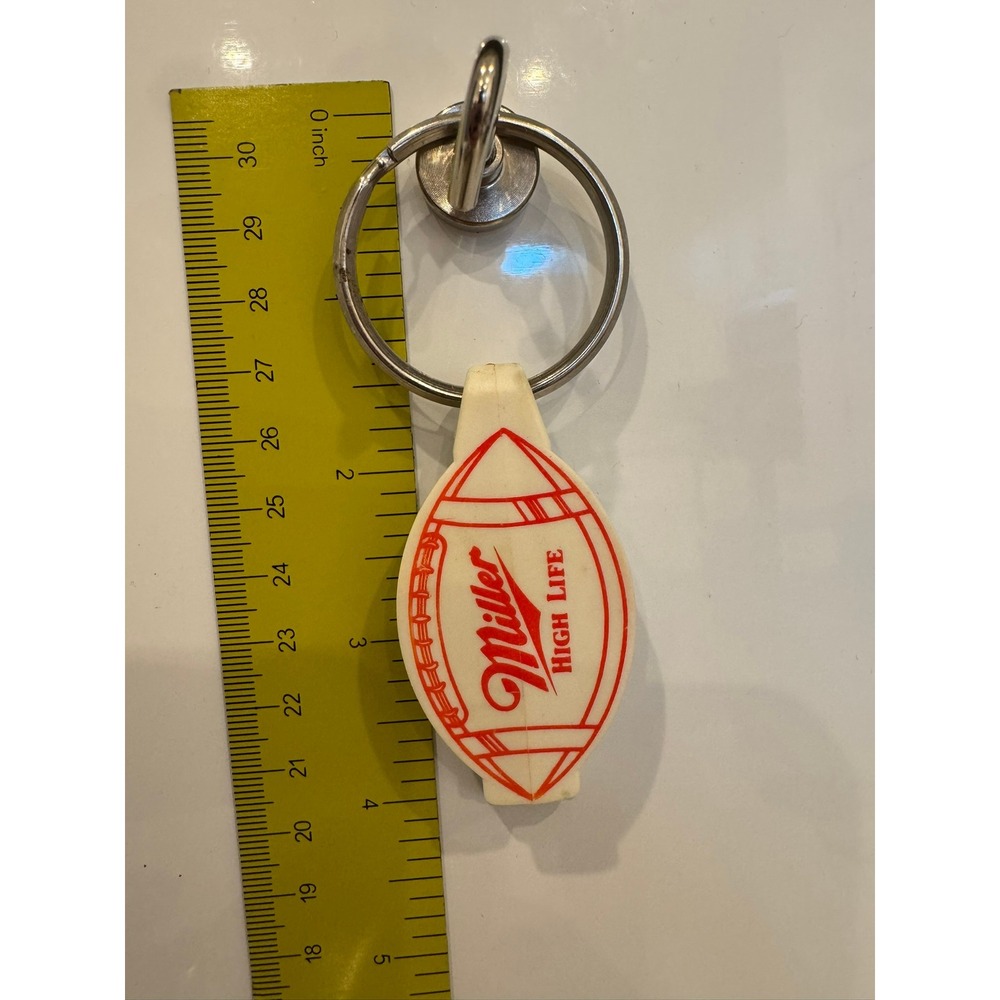Vintage Miller High Life Beer Keychain Football Bottle Opener Belt Clip Red